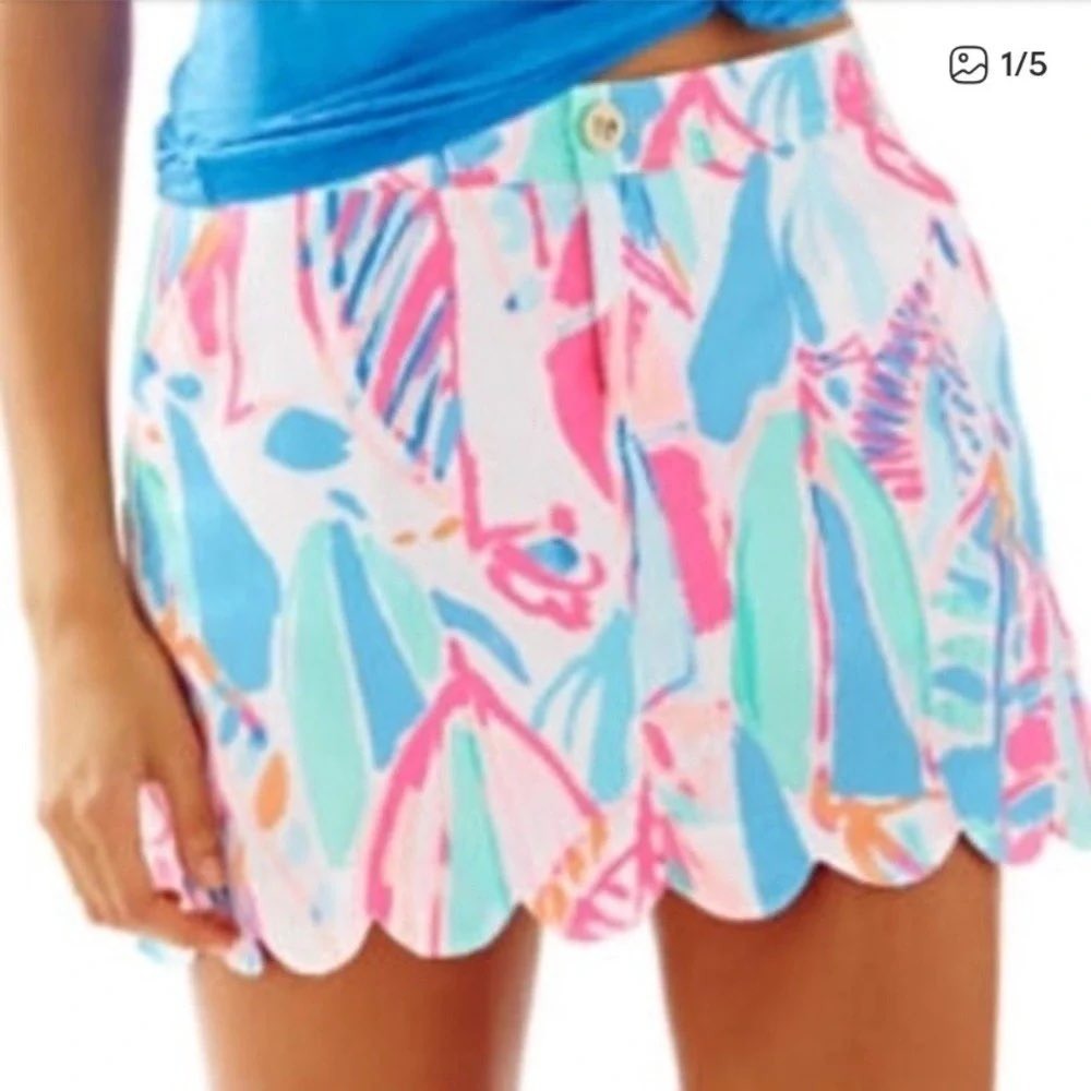 Lilly Pulitzer Collete Out To Sea Skort skirt Shorts Sailboat Scallop Hen 10 z0